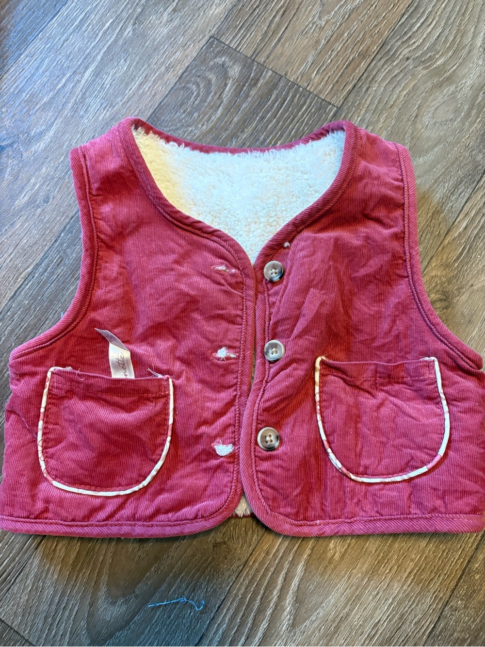Nannette red/ Pink Quilted Kids Vest with White Sherpa Lining